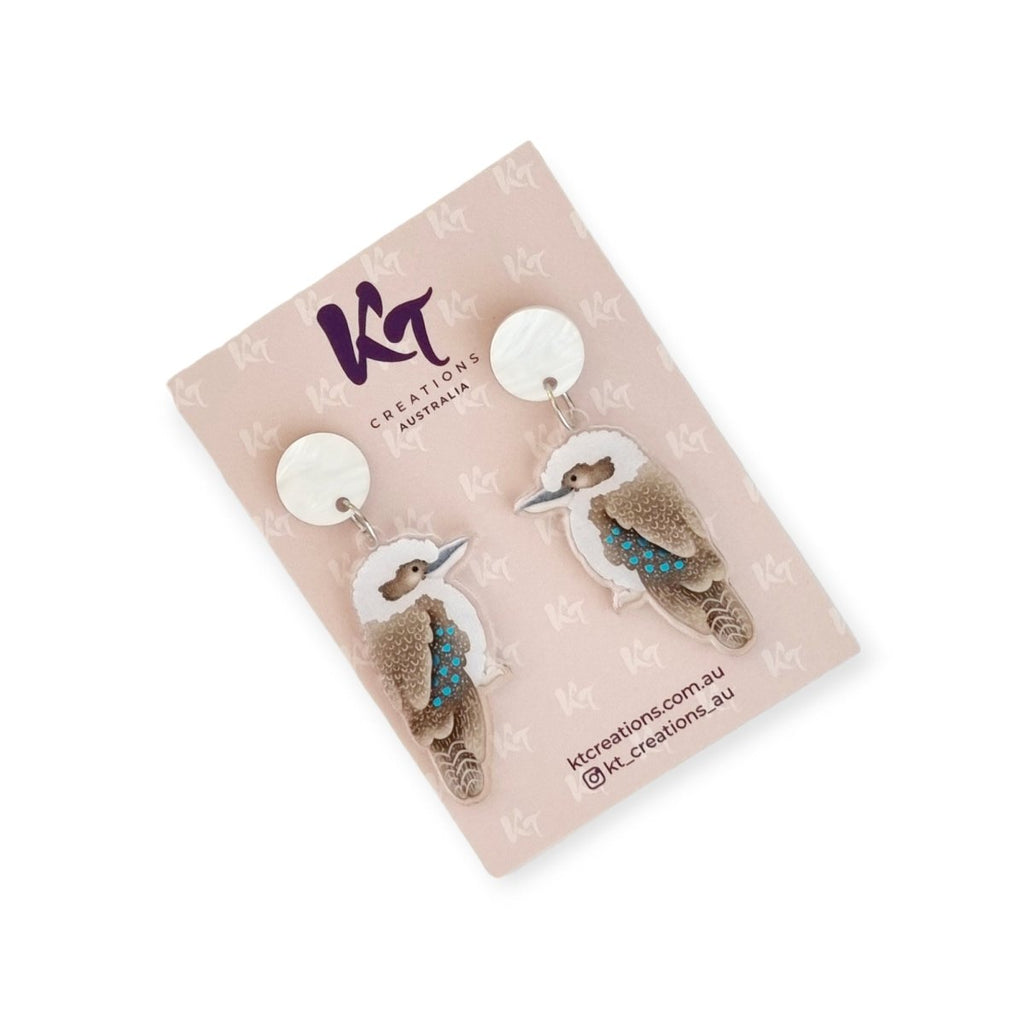 Kookie Kookaburra - Printed Acrylic Dangle Earrings - Dusty Blend