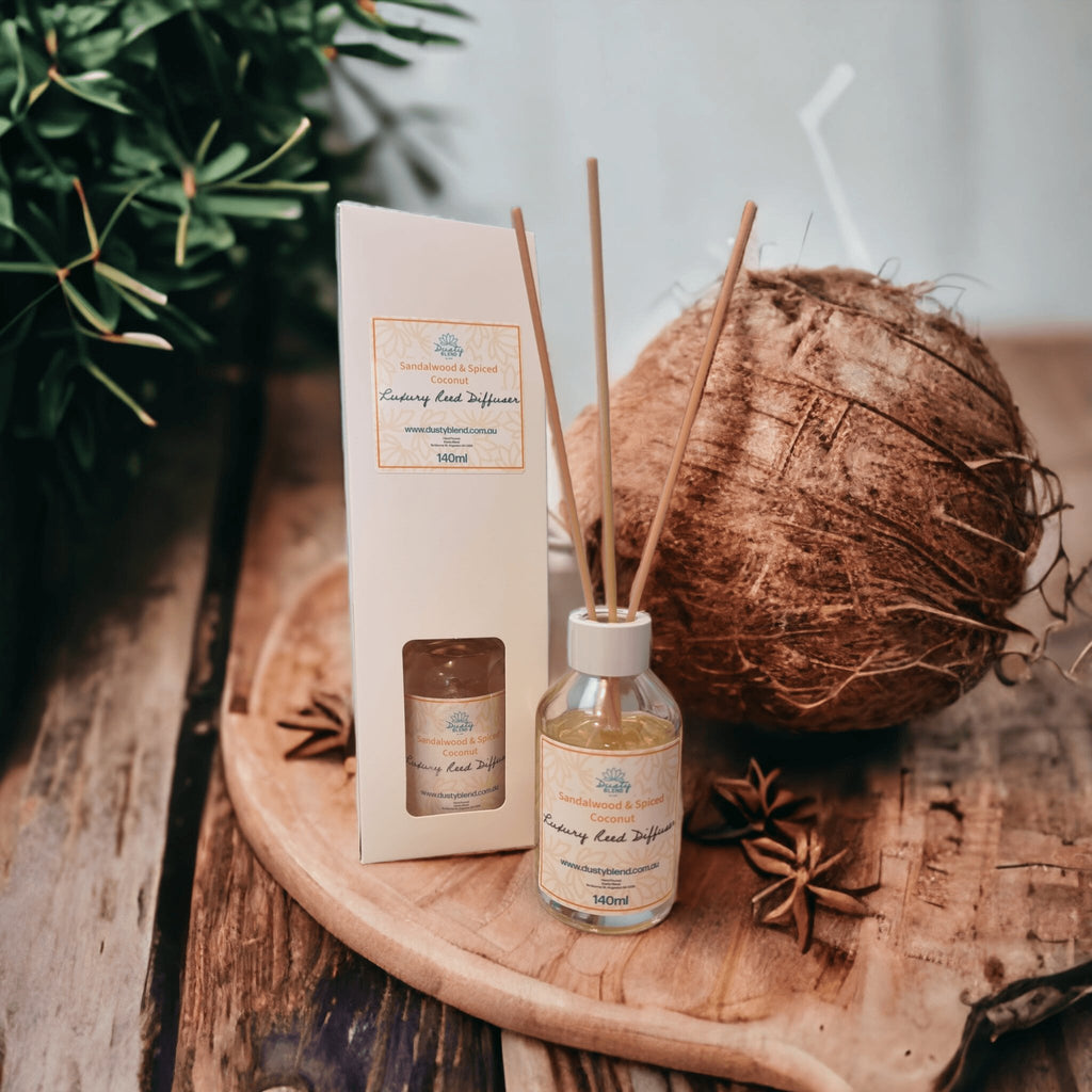 Luxury Reed Diffuser - Sandalwood & Spiced Coconut - Dusty Blend