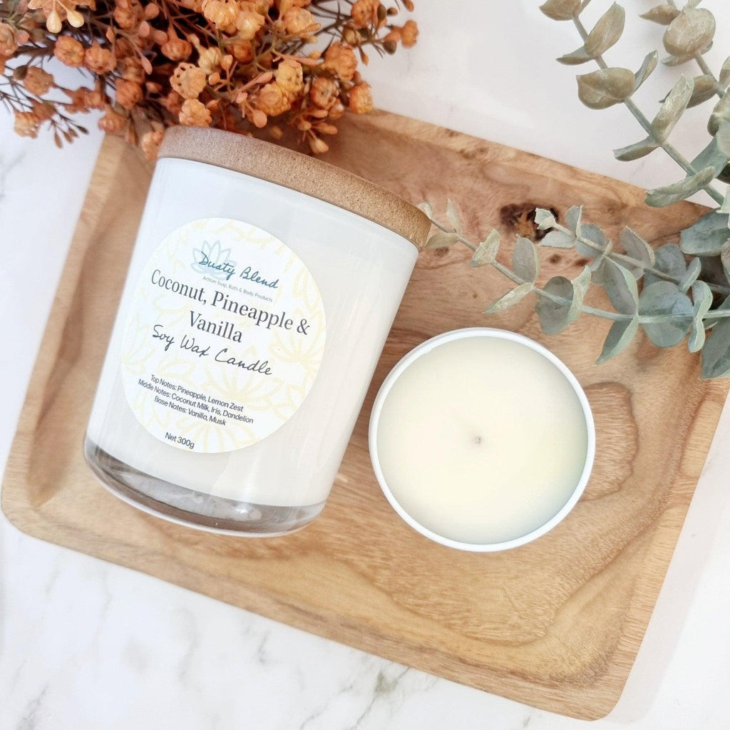 Soy Wax Candle - Coconut, Pineapple & Vanilla - Dusty Blend
