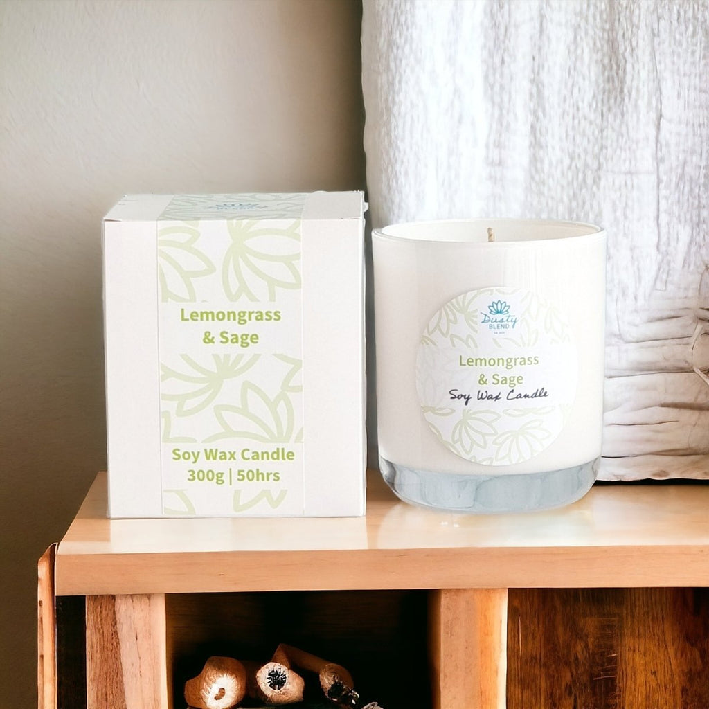 Soy Wax Candle - Lemongrass and Sage - Dusty Blend
