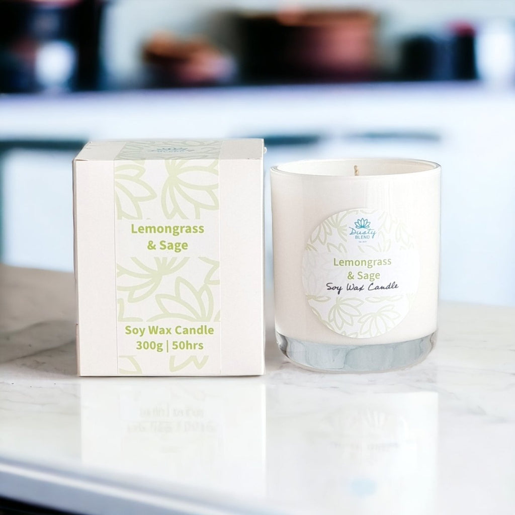 Soy Wax Candle - Lemongrass and Sage - Dusty Blend
