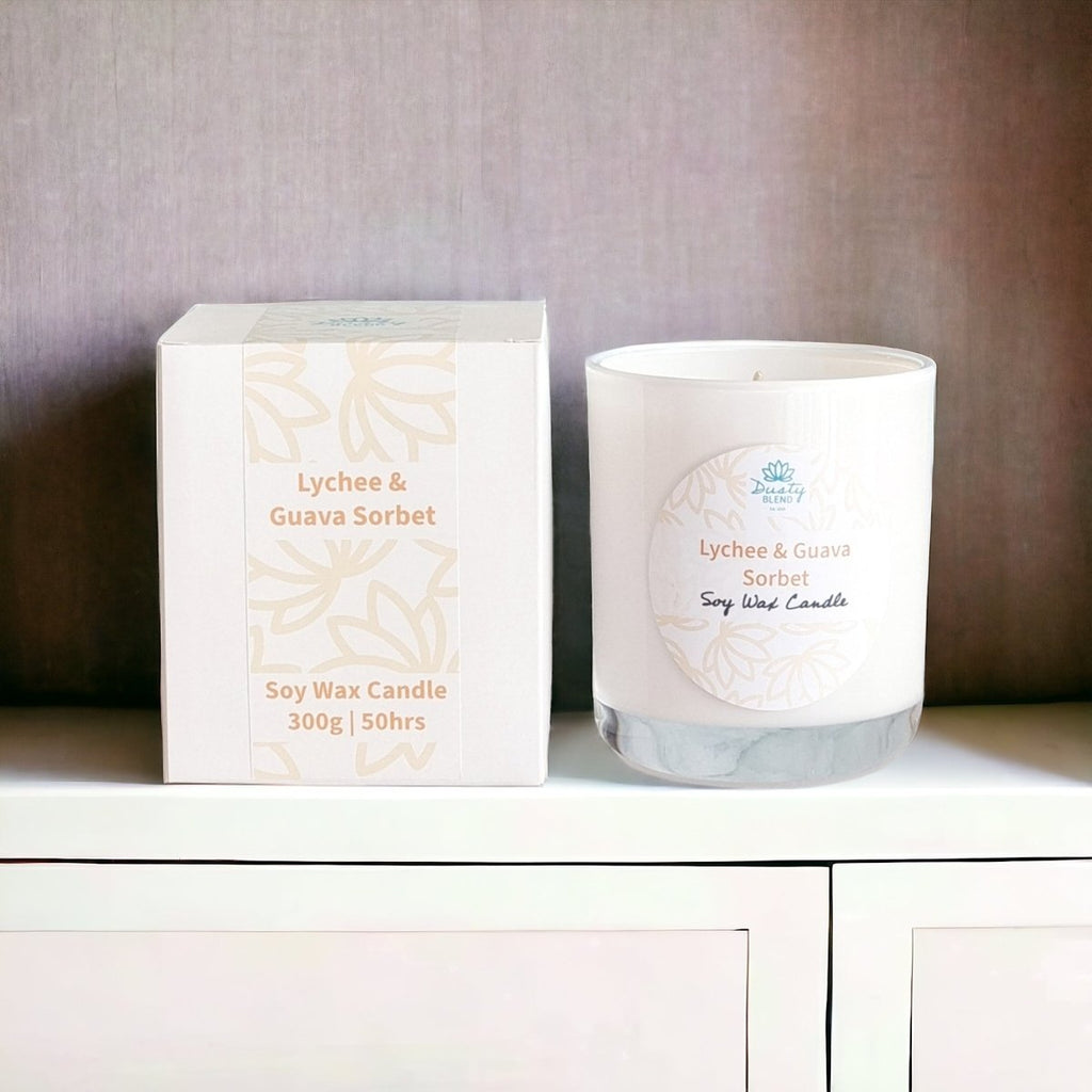 Soy Wax Candle - Lychee and Guava Sorbet - Dusty Blend
