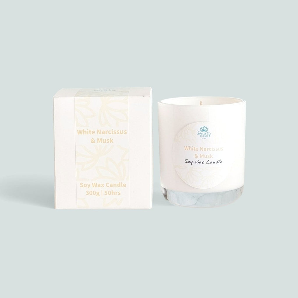 Soy Wax Candle - White Narcissus and Musk - Dusty Blend